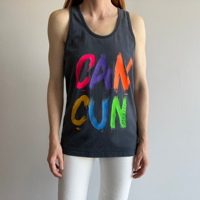 1980s Can-Cun Mexico Faded Black Tourist Tank Top