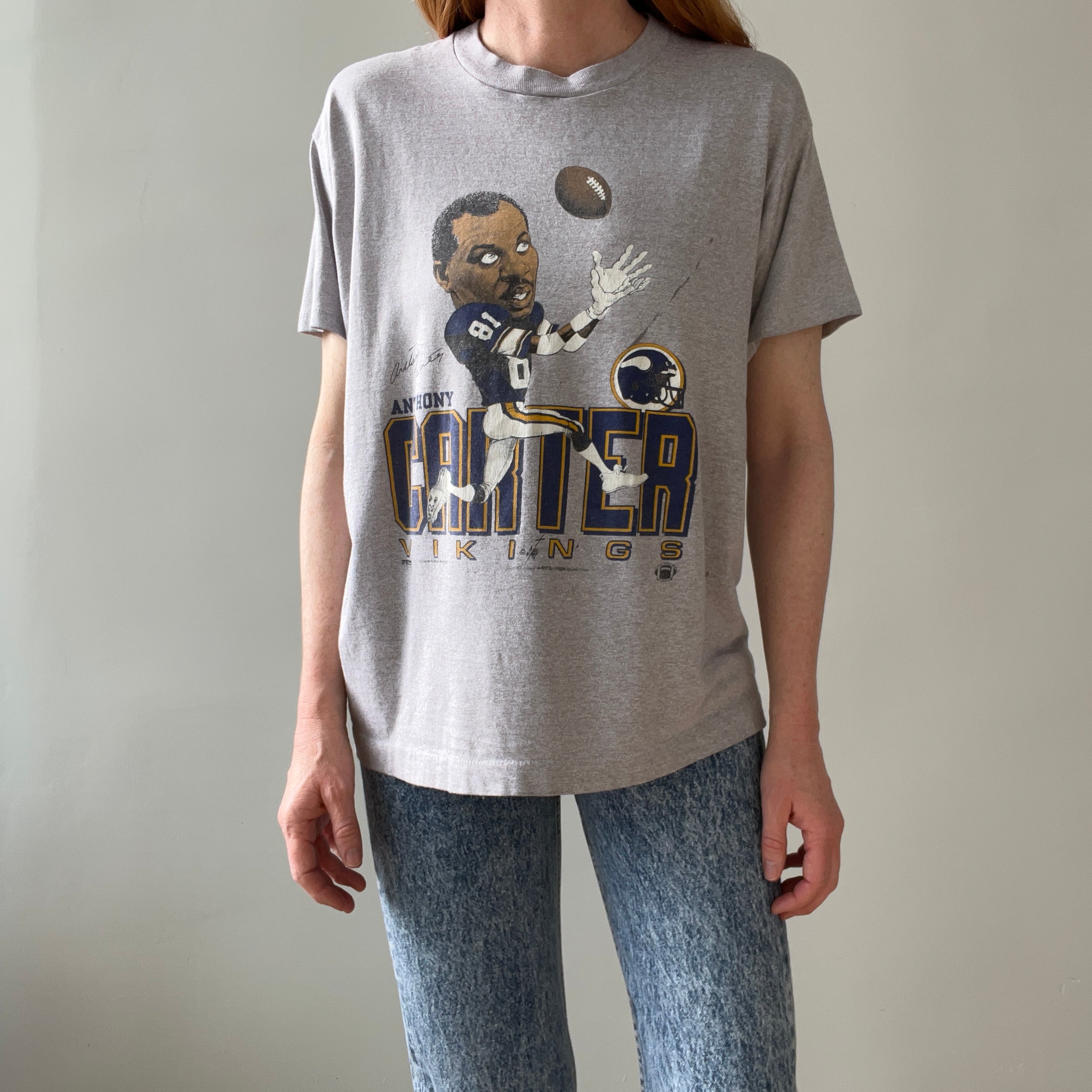 1980s Anthony Carter - Minnesota Vikings - T-Shirt - Hall Of Famer!