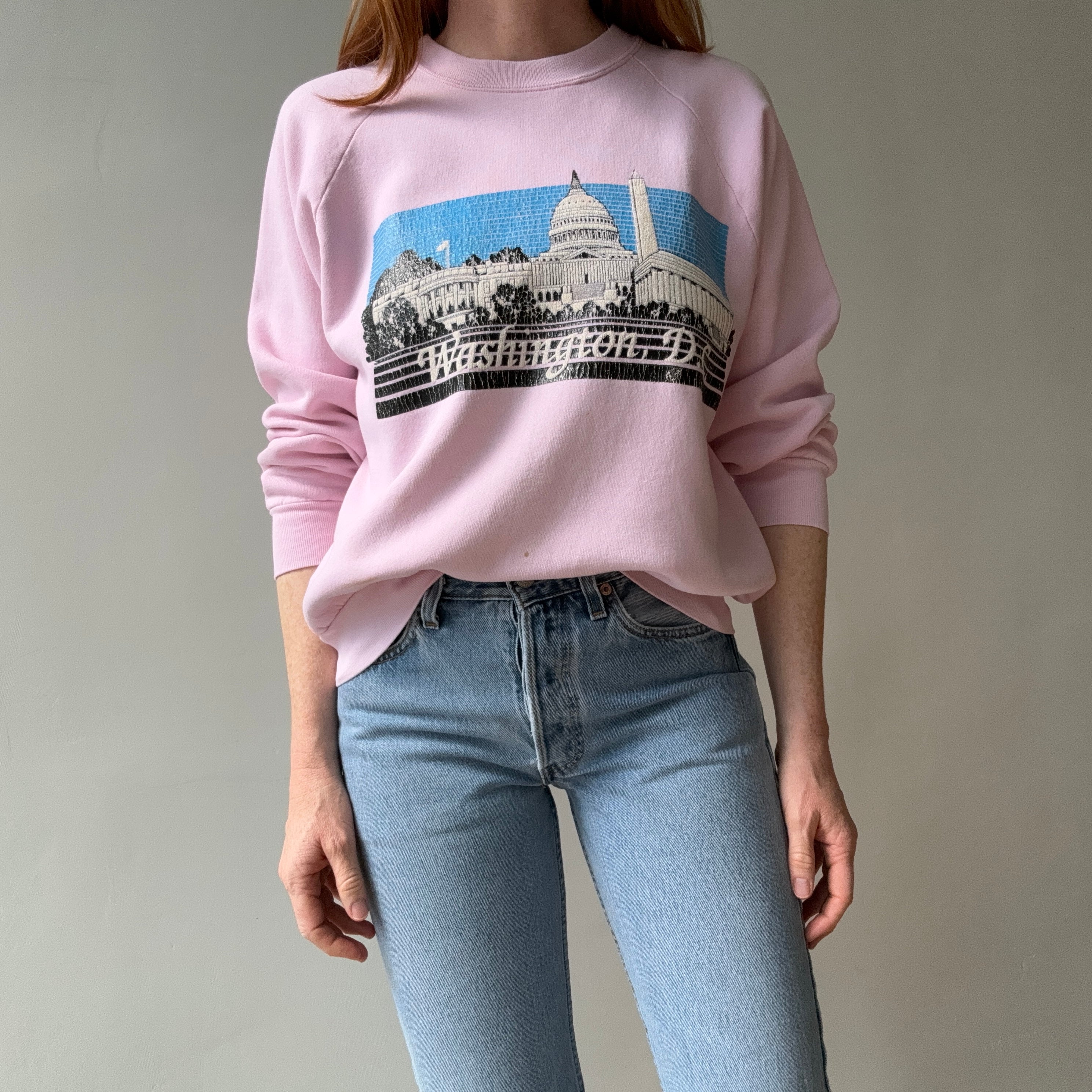 1980s Washington DC Stained Pink Sweatshirt