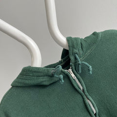 1970s Cotton!!! Waffle Lined Dark Green Beat Up Hoodie - Smaller Size