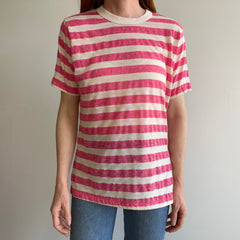 1970/80s Hot Pink Striped T-Shirt - !!!!