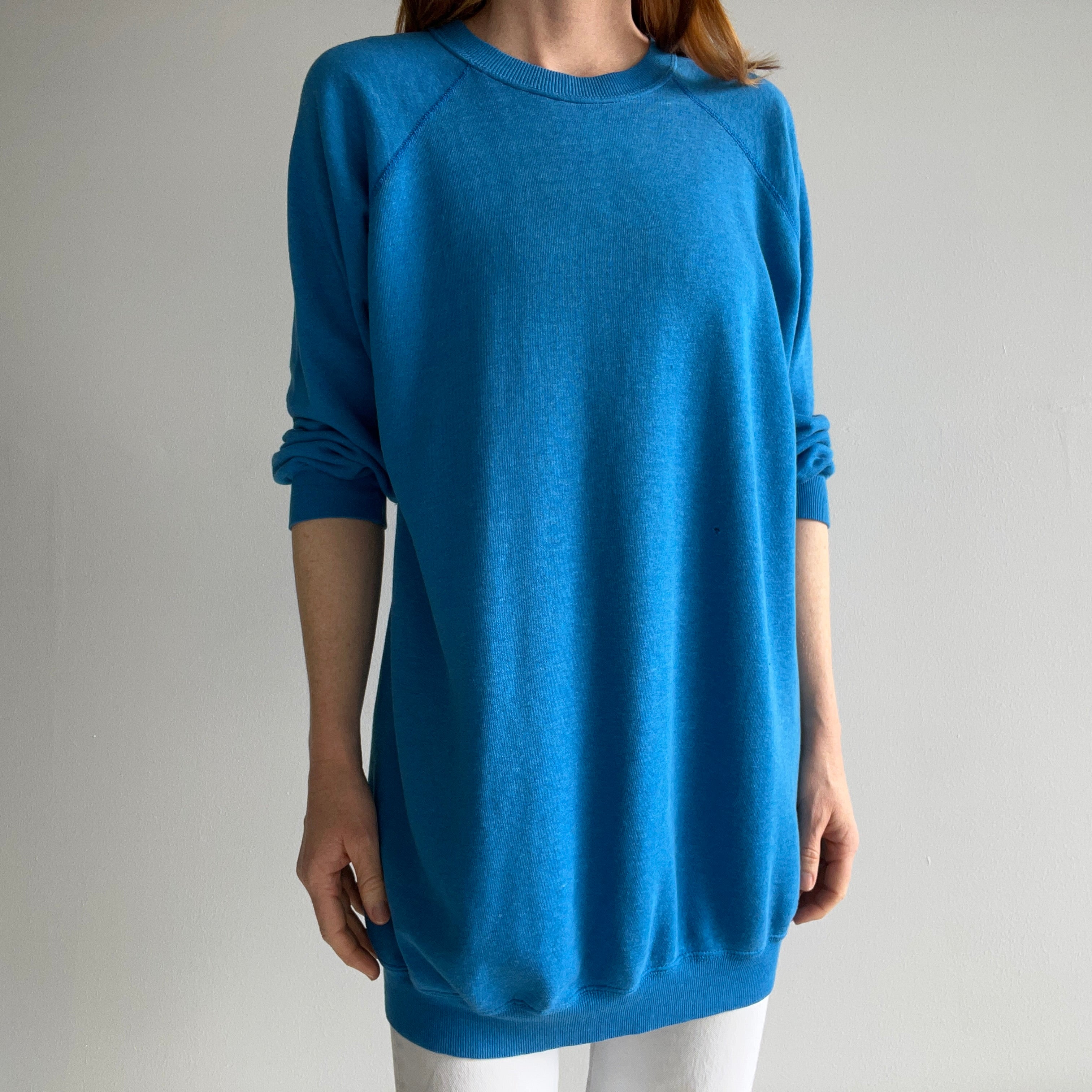 1980s Blank Blue Super Soft Sweatshirt Dress