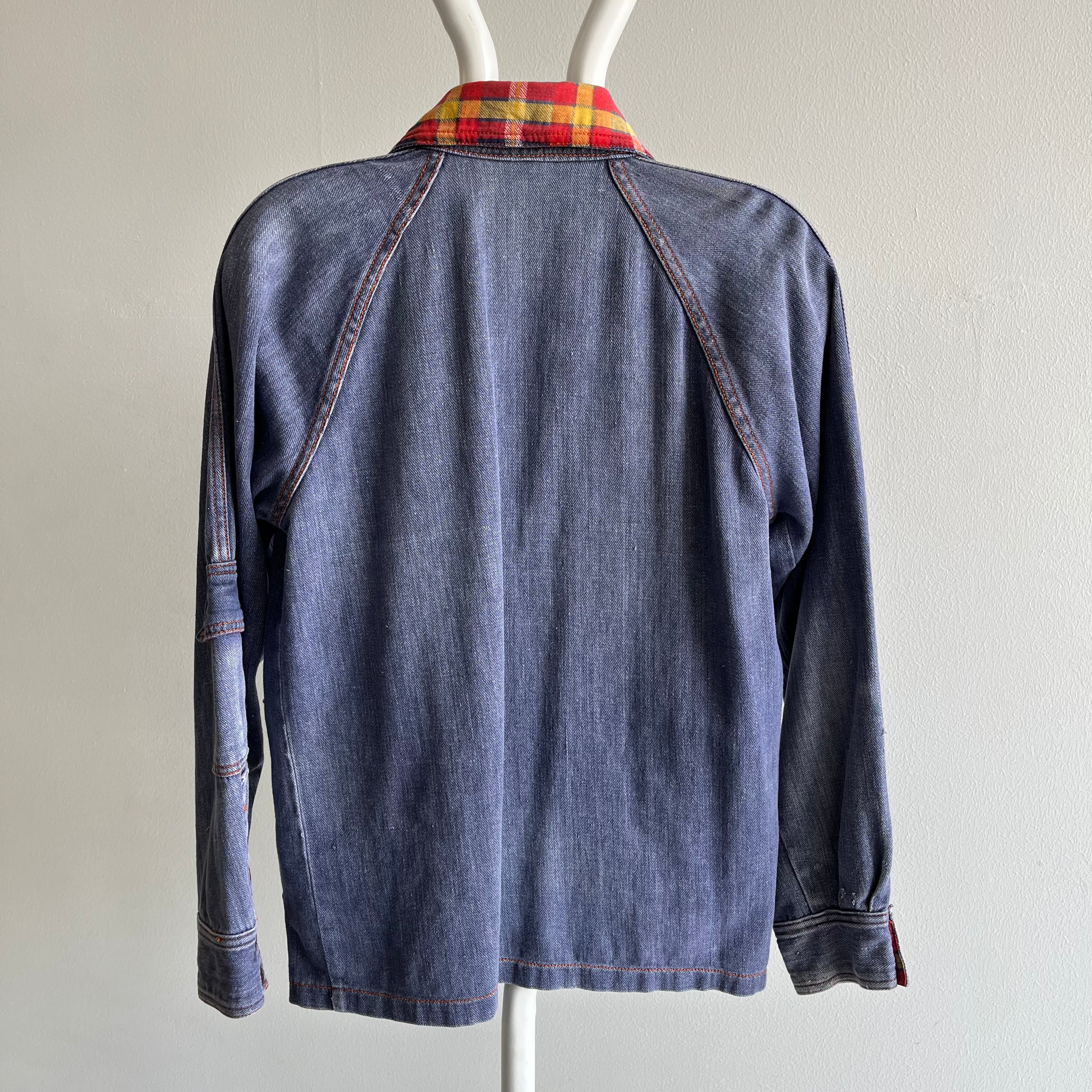 1970s Super Slouchy Lightweight Denim Cotton Chore Coat