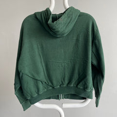 1970s Cotton!!! Waffle Lined Dark Green Beat Up Hoodie - Smaller Size