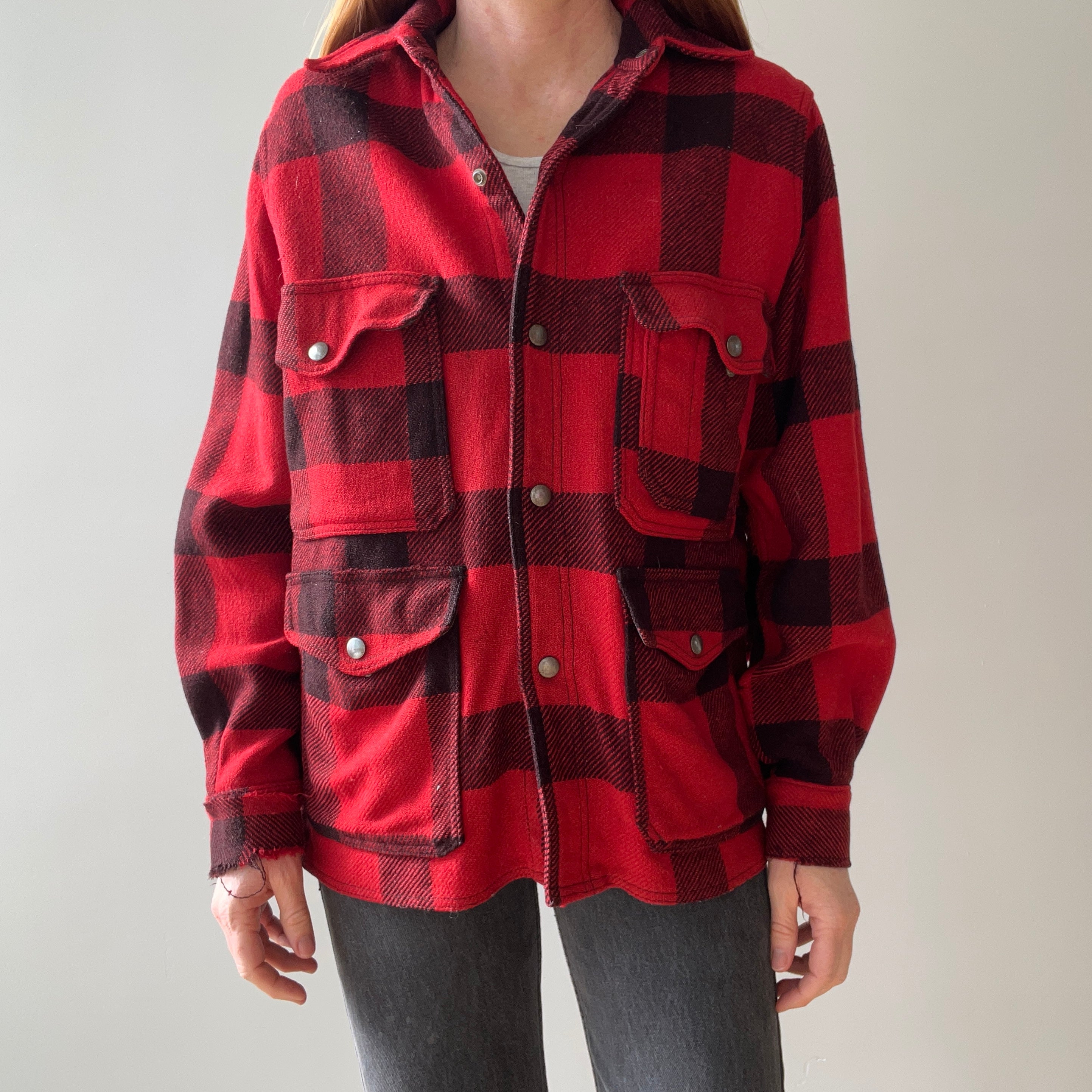 1970s Wool Buffalo Plaid Hunting Jacket - Lighter weight - Trashed