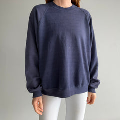 1980s Dumpster Chic Faded and Thinned out Navy Sweatshirt