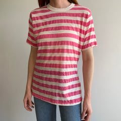 1970/80s Hot Pink Striped T-Shirt - !!!!