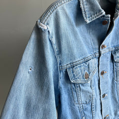 1980s Beyond Tattered Wrangler Soft and Worn Denim Jacket - STAINED