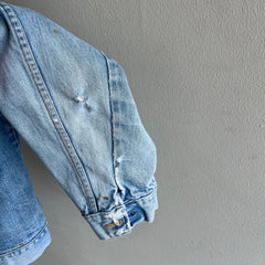 1980s Beyond Tattered Wrangler Soft and Worn Denim Jacket - STAINED