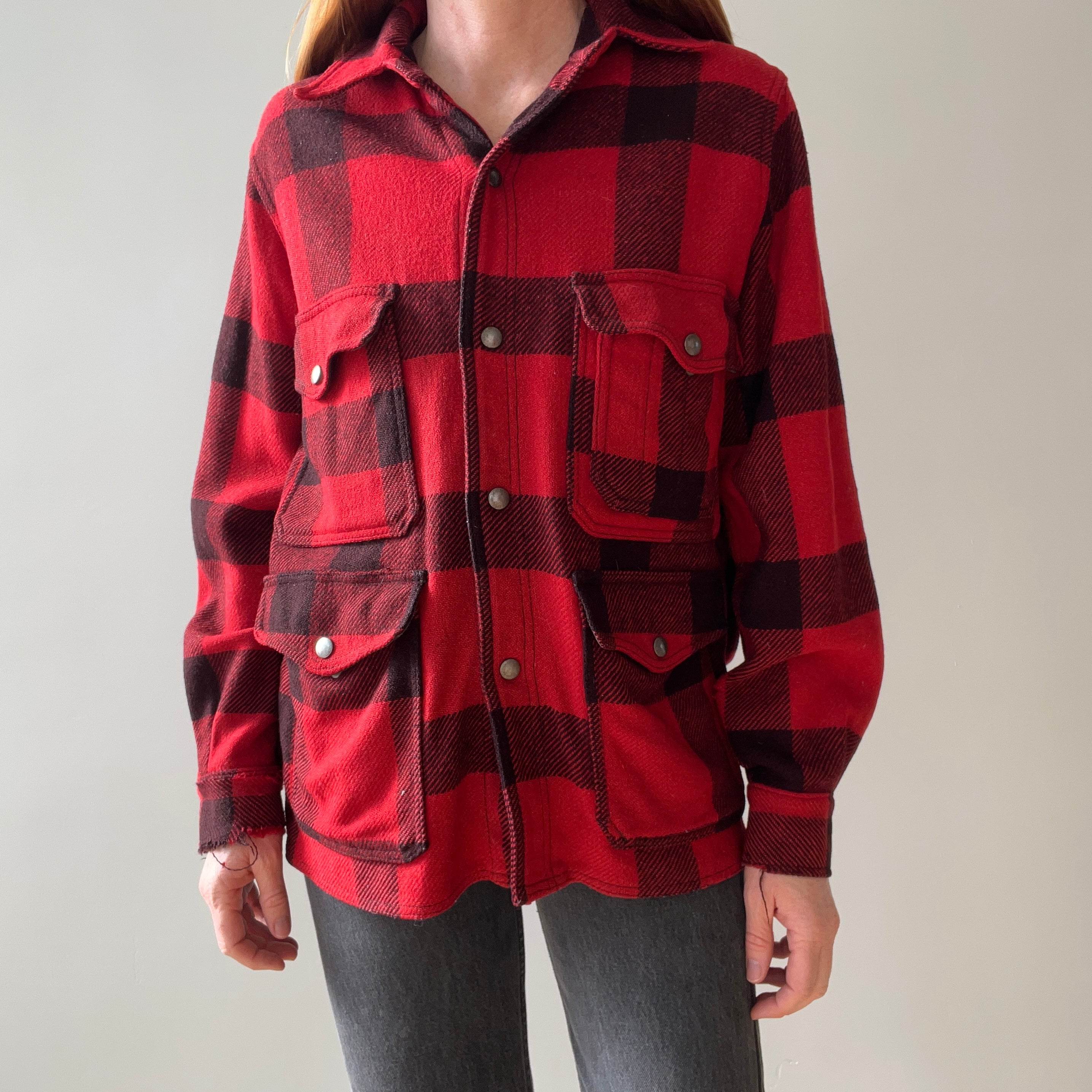 1970s Wool Buffalo Plaid Hunting Jacket - Lighter weight - Trashed