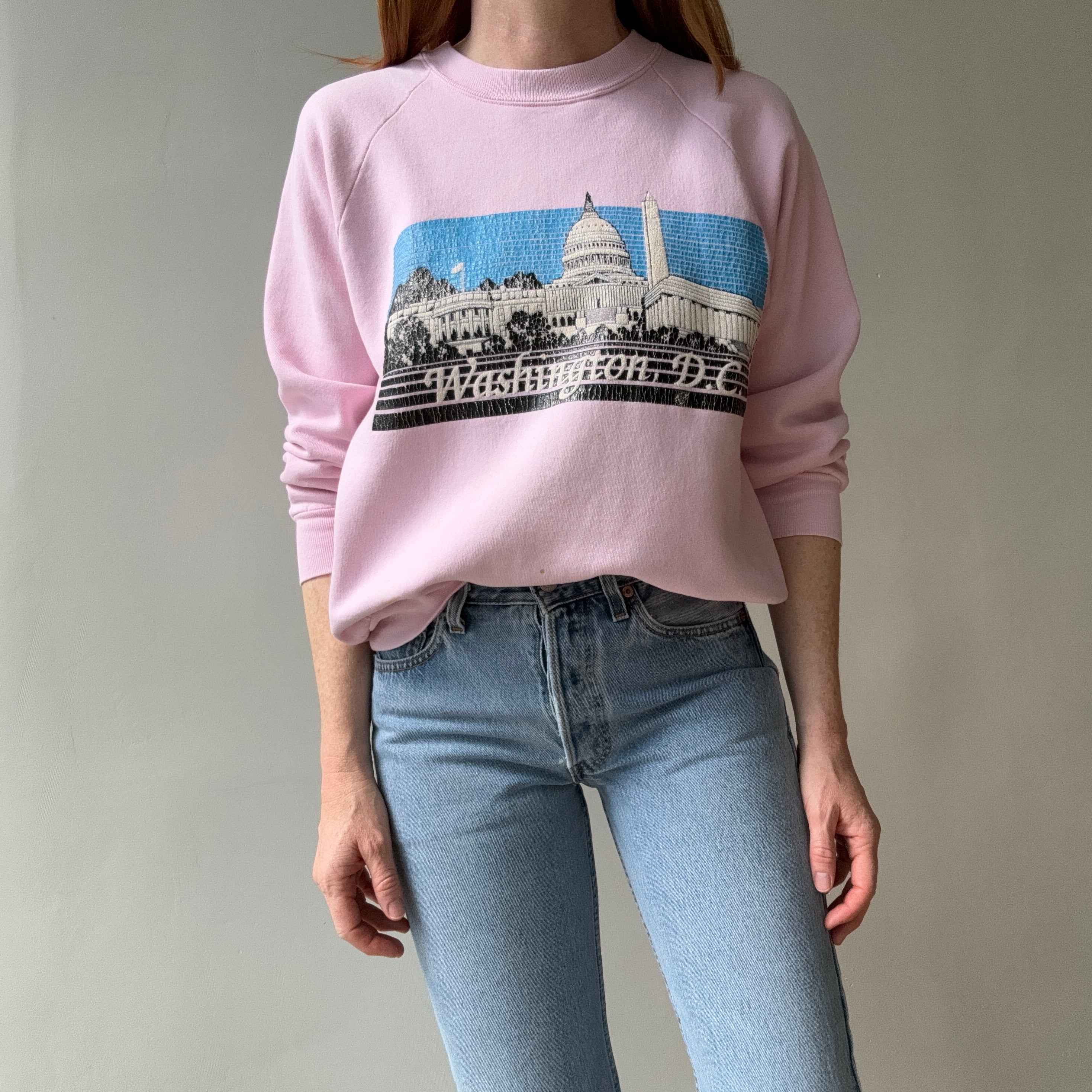 1980s Washington DC Stained Pink Sweatshirt