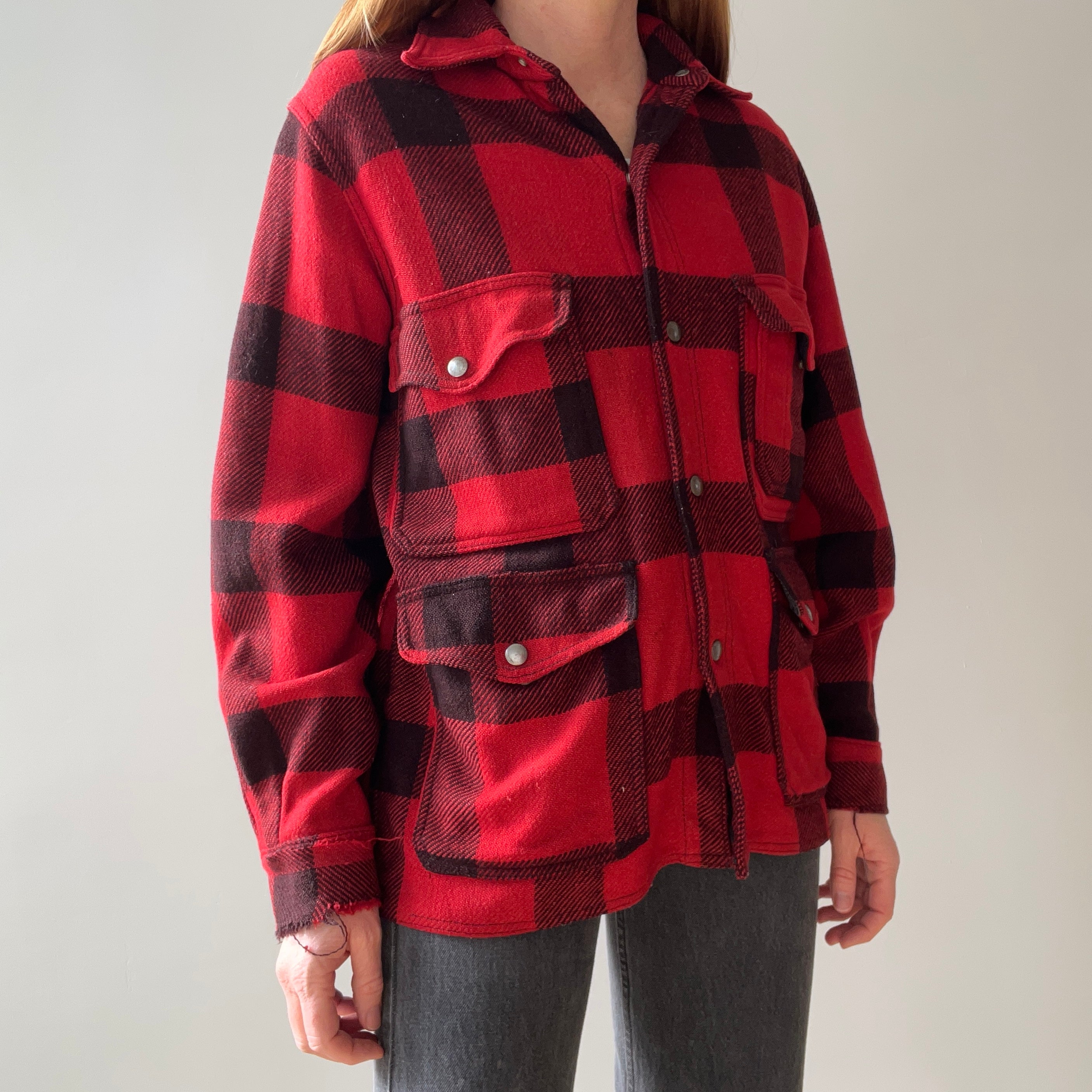 1970s Wool Buffalo Plaid Hunting Jacket - Lighter weight - Trashed