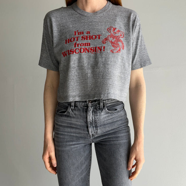 1984 "I'm a Hot Shot From Wisconsin" Crop Top by Sportswear