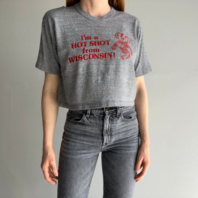 1984 "I'm a Hot Shot From Wisconsin" Crop Top by Sportswear