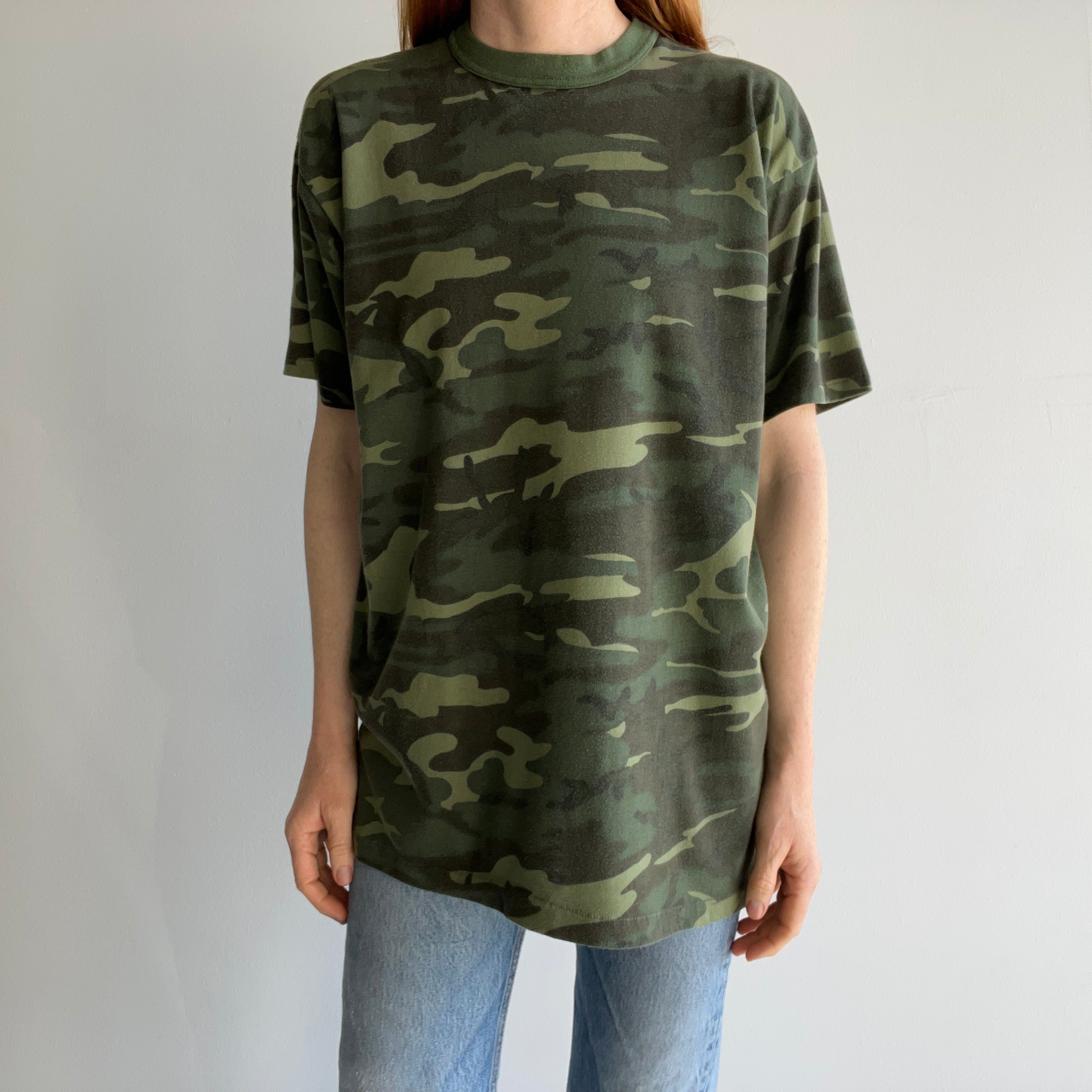 1980s Rolled Neck Camo T-Shirt