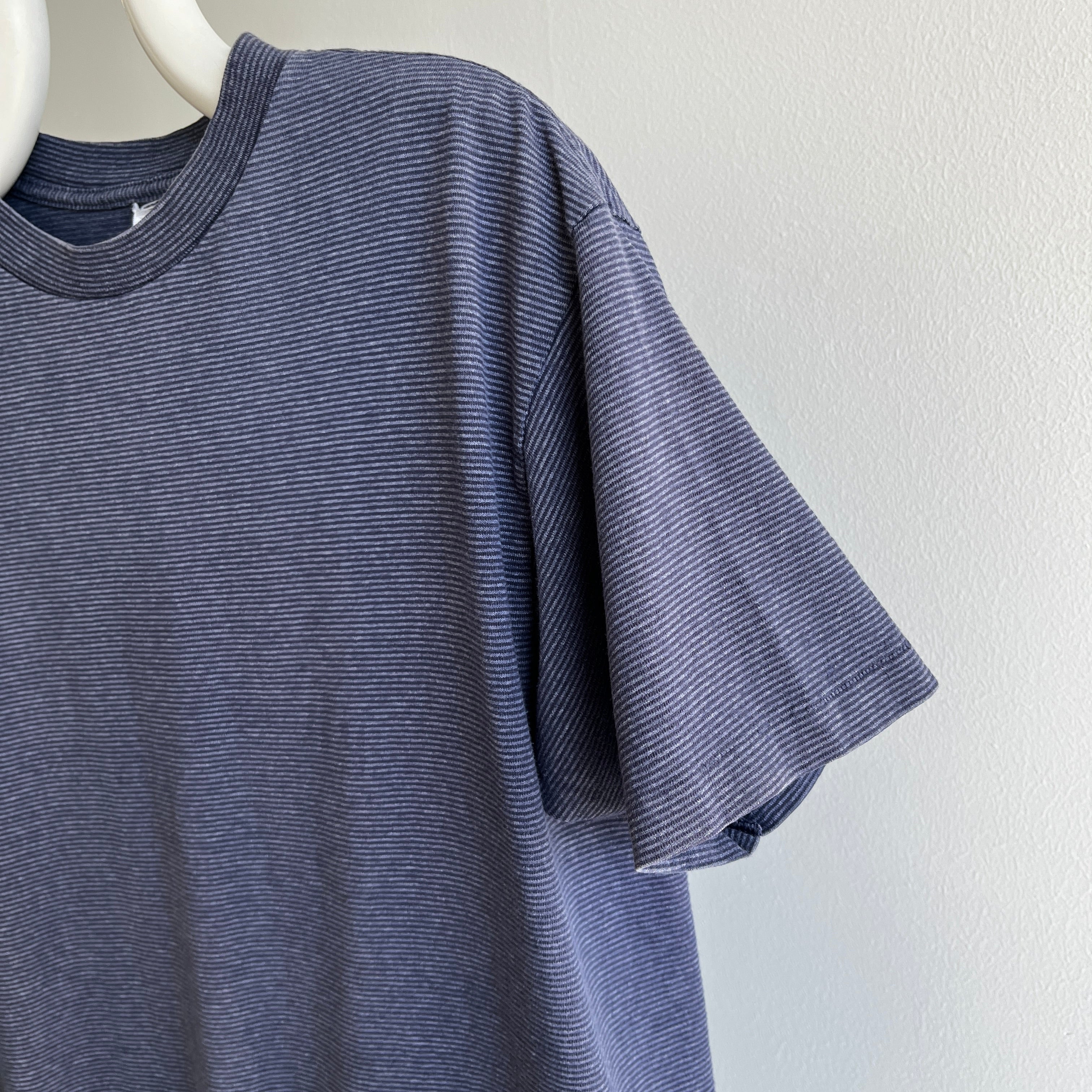 1980/90s Slate Blue Pinstripe Cotton T-Shirt