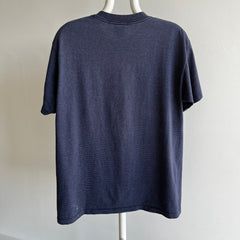 1980/90s Slate Blue Pinstripe Cotton T-Shirt