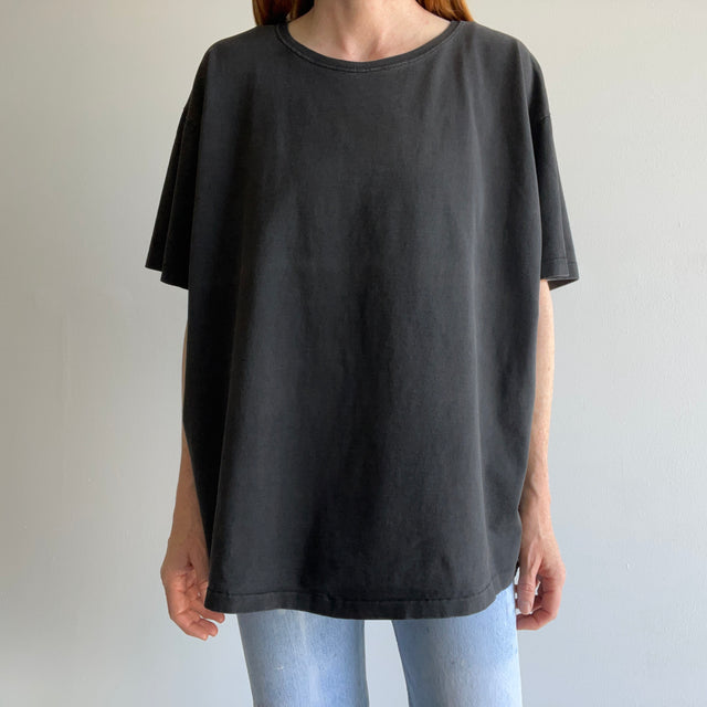 1990s Faded Blank Black Cotton T-Shirt