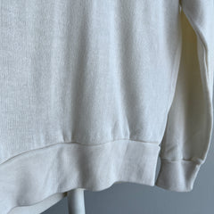 1970s Creamy White V-Neck Rayon and Nylon Sweater