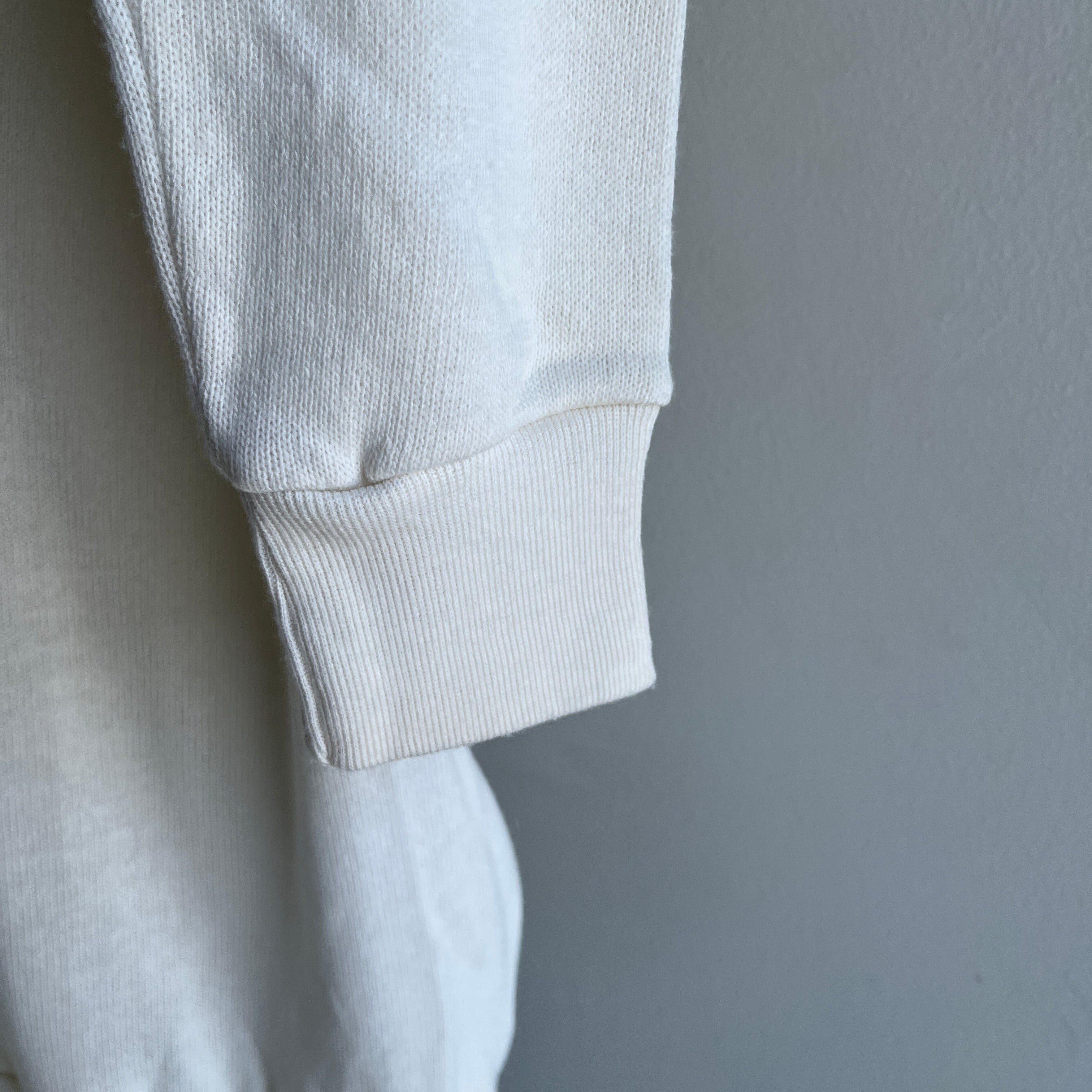 1970s Creamy White V-Neck Rayon and Nylon Sweater