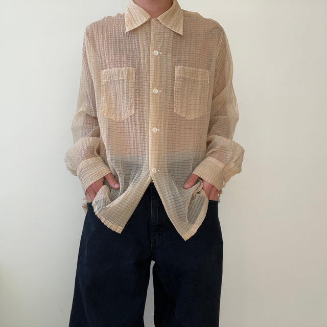 1950s Sheer Loop Collar Rockabilly Button Up Shirt TINA Collection