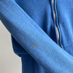 1970/80s Sky Blue Big Yank Insulated Zip Up Paint Stained Hoodie
