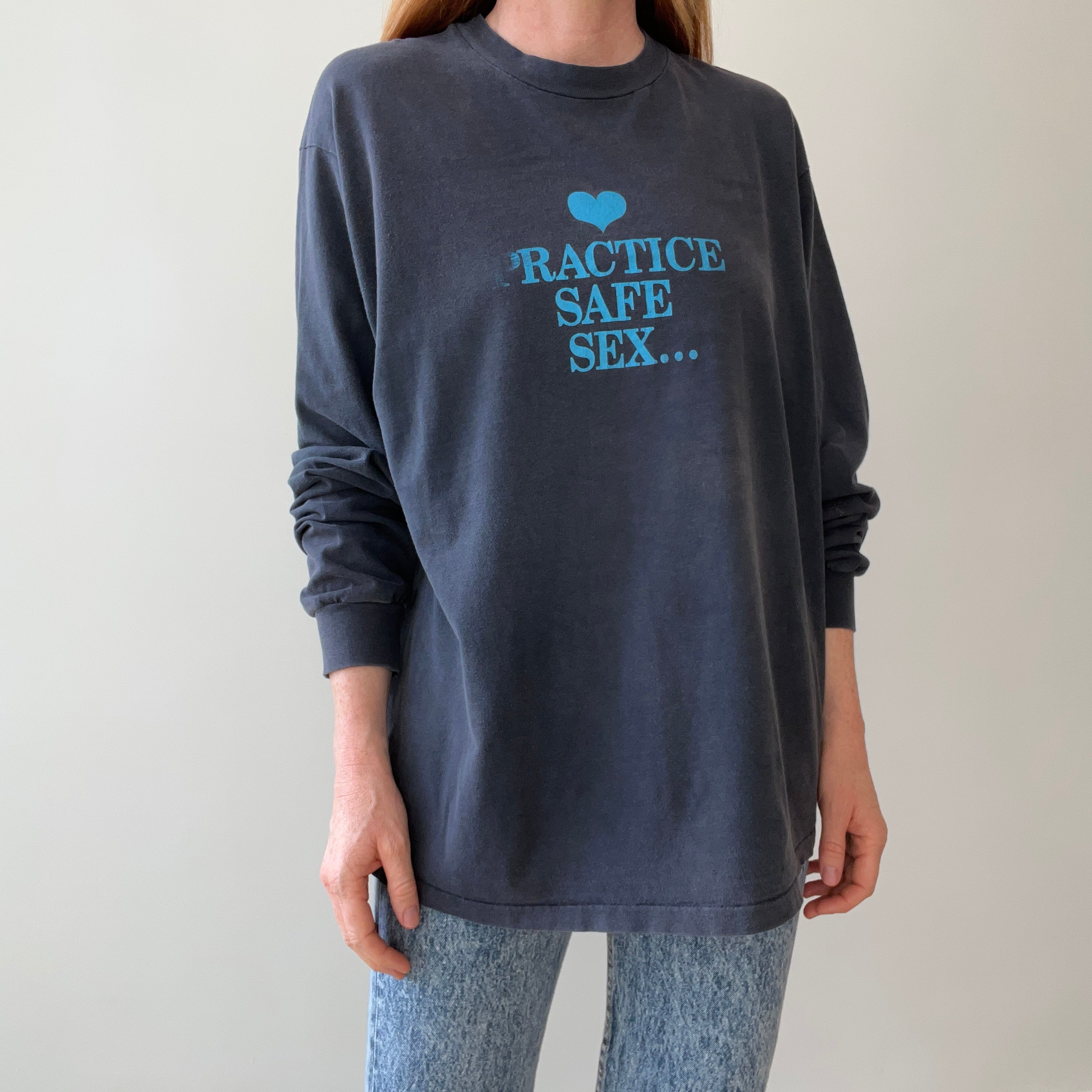 1980/90s Practice Safe Sex - Take a Book To Bed - Denver Bookbinding Co - Long Sleeve T-Shirt