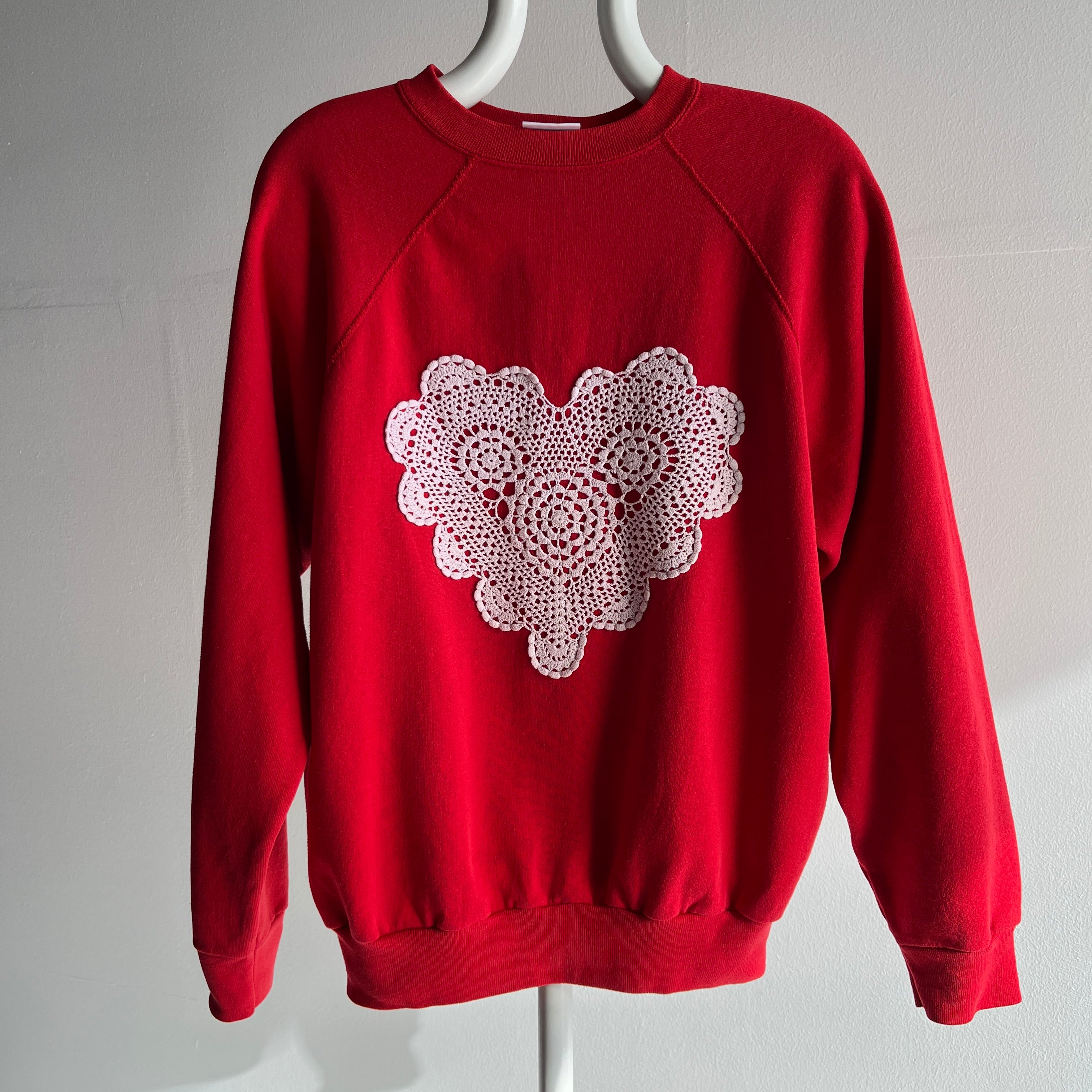 1980s Lace Heart Sweatshirt - DIY - Awwwww