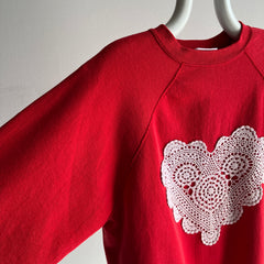 1980s Lace Heart Sweatshirt - DIY - Awwwww