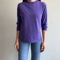 1980s Purple Long Sleeve Cotton T-Shirt by Sunbelt