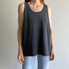 1980s Super Slouchy Faded Black To Gray Low Pit Tank Top