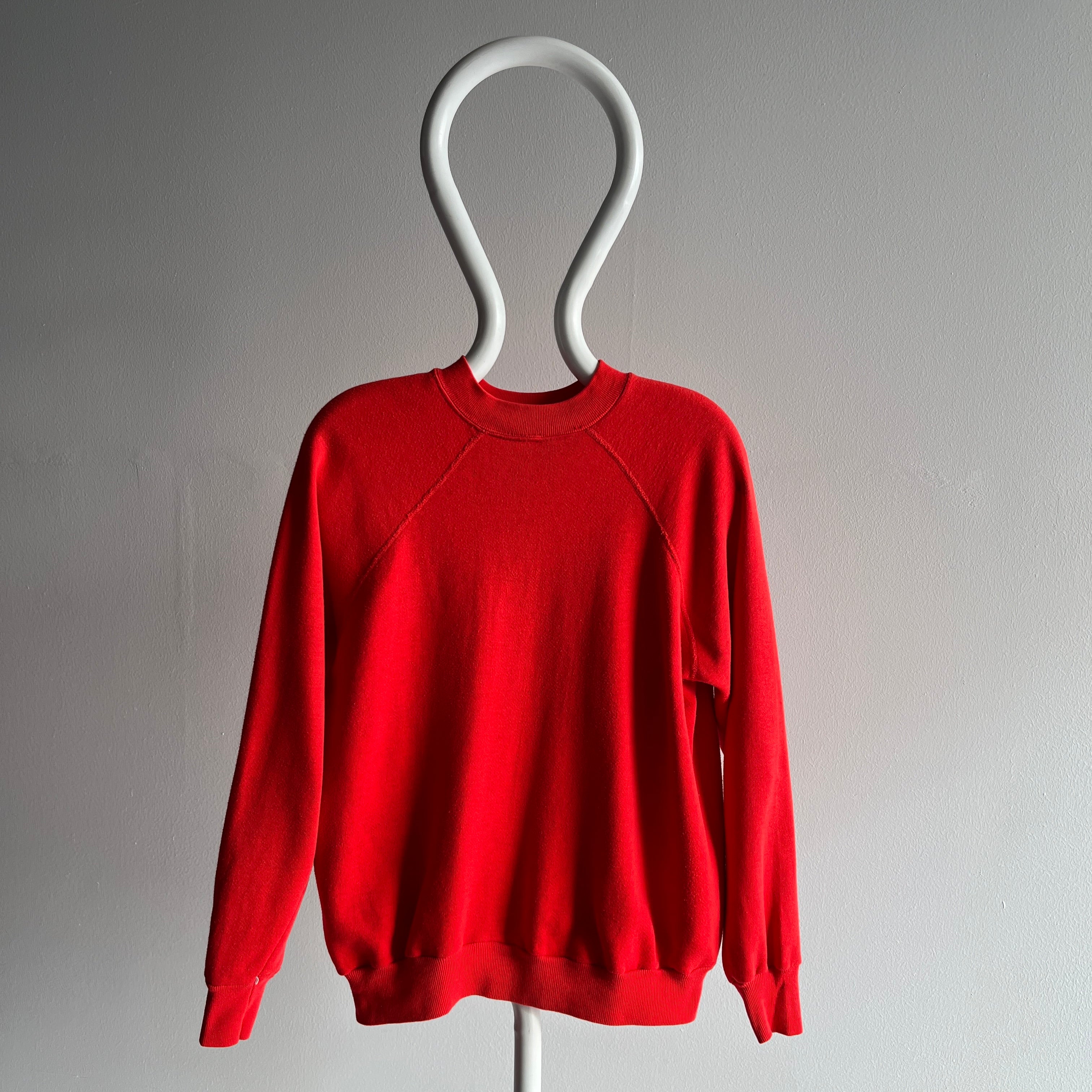 1980s Lovely Red Raglan with Cozy Left to Give