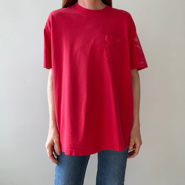 1980s Blank Faded Red Pocket T Shirt