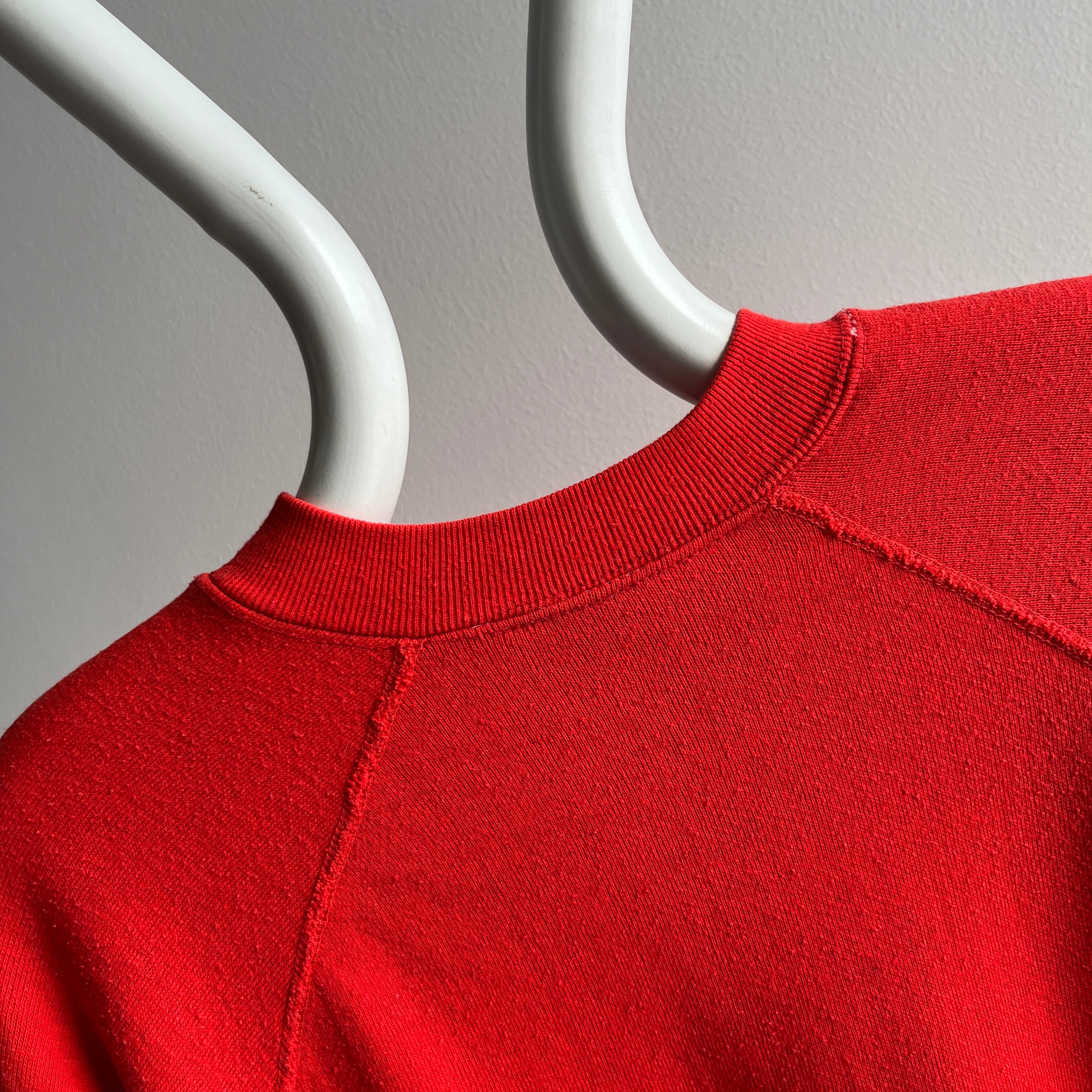 1980s Lovely Red Raglan with Cozy Left to Give