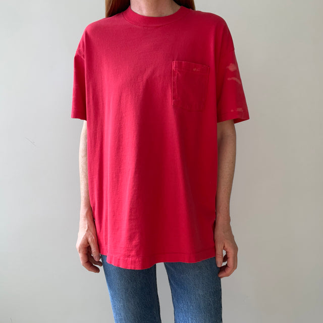 1980s Blank Faded Red Pocket T Shirt