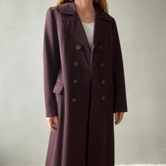 1950s Dark Burgundy Gabardine Double Breasted Duster Jacket - TINA COLLECTION