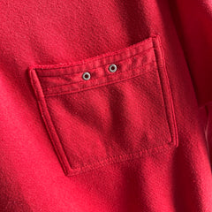 1980s Contemporary Classics Red Pocket Henley Sweatshirt