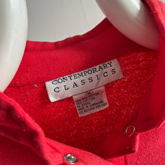 1980s Contemporary Classics Red Pocket Henley Sweatshirt