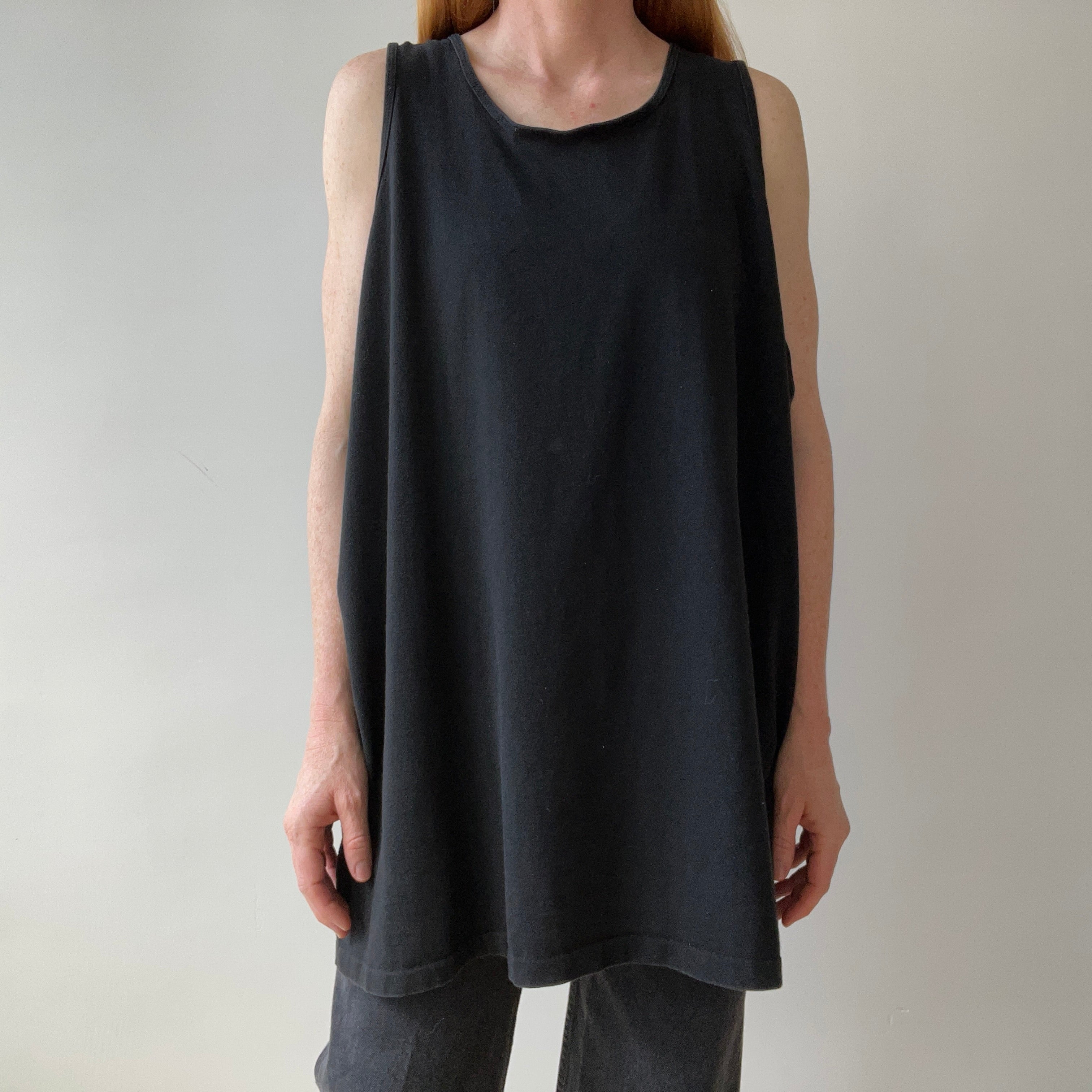 1990s Blank Black Tank Top - XXL