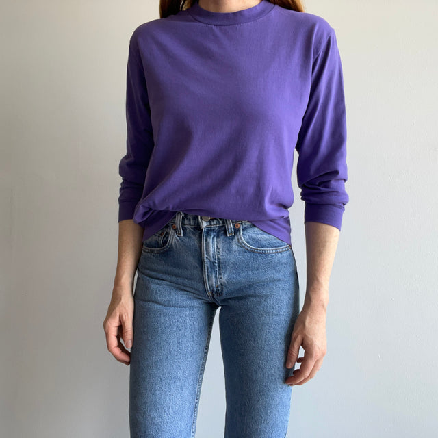 1980s Purple Long Sleeve Cotton T-Shirt by Sunbelt