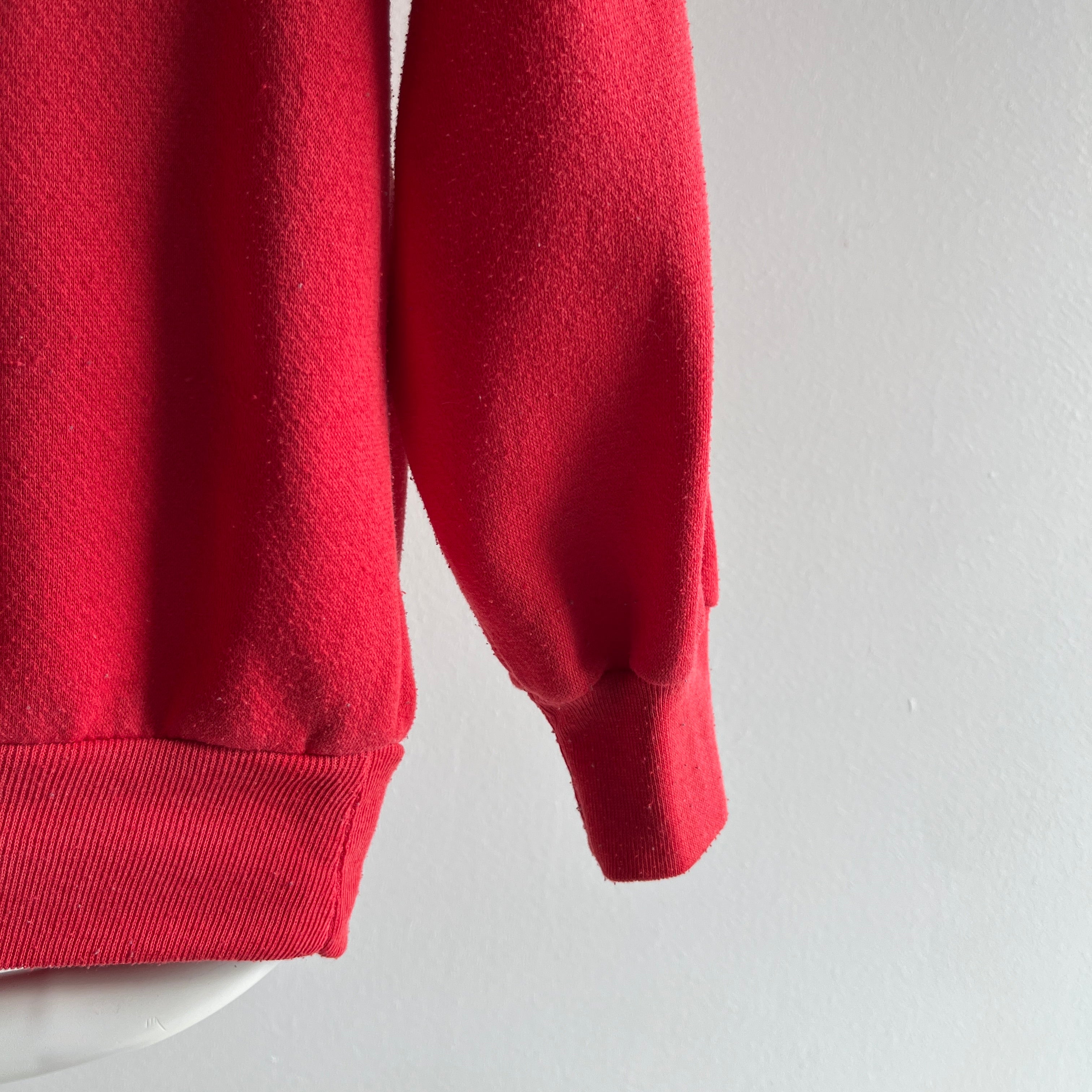 1980s Contemporary Classics Red Pocket Henley Sweatshirt