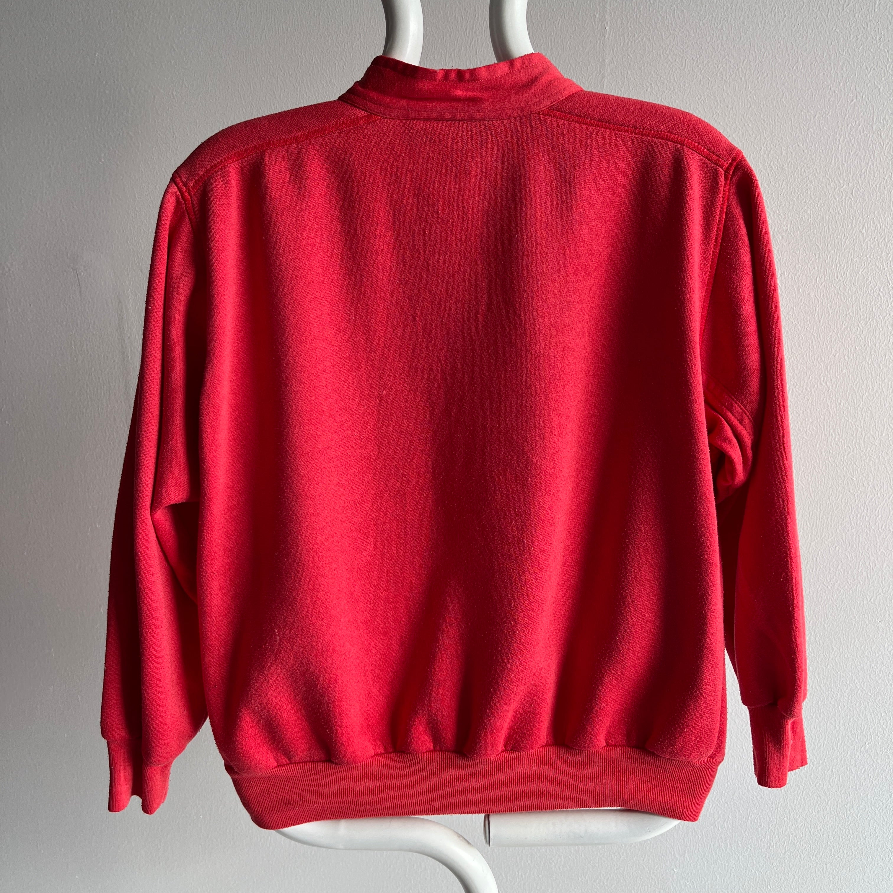 1980s Contemporary Classics Red Pocket Henley Sweatshirt