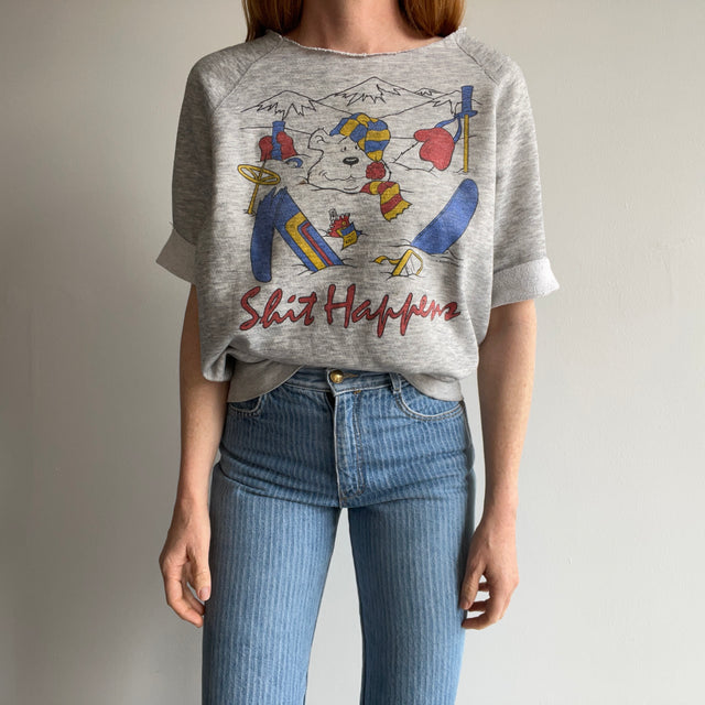 1980s Shit Happens DIY Cut Up Sweatshirt