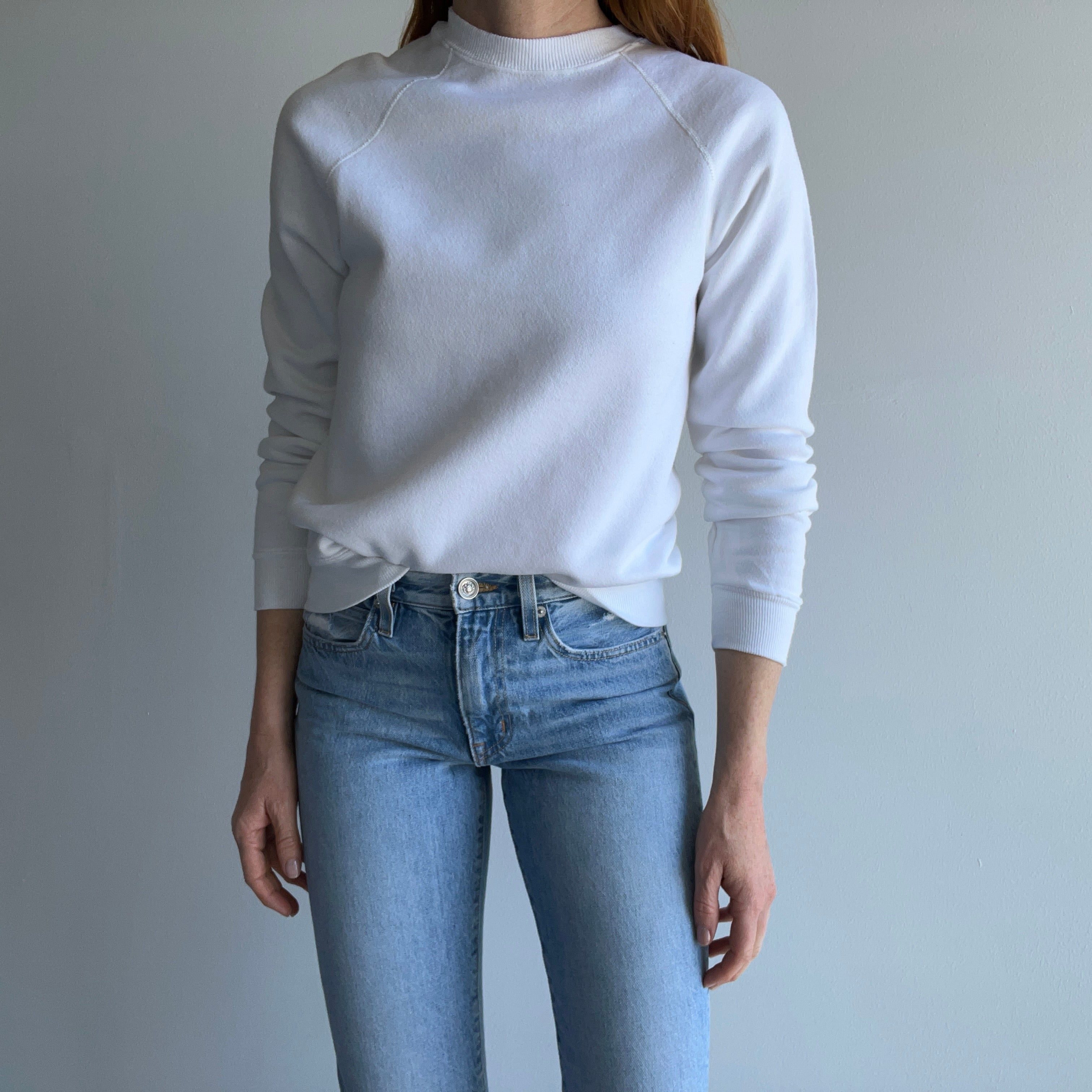 1980s Wrangler Blank White Sweatshirt