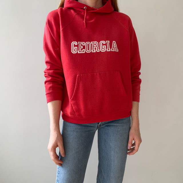 1970/80s Sun Faded, Perfectly Worn and Luxuriously Soft Georgie Hoodie - Go DAWGS