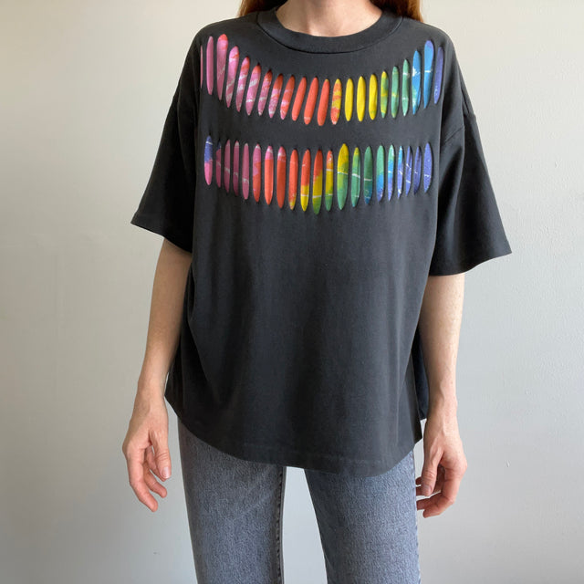 1980s Boxy Slashed Colorful T-Shirt