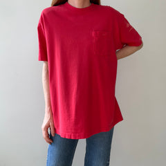 1980s Blank Faded Red Pocket T Shirt