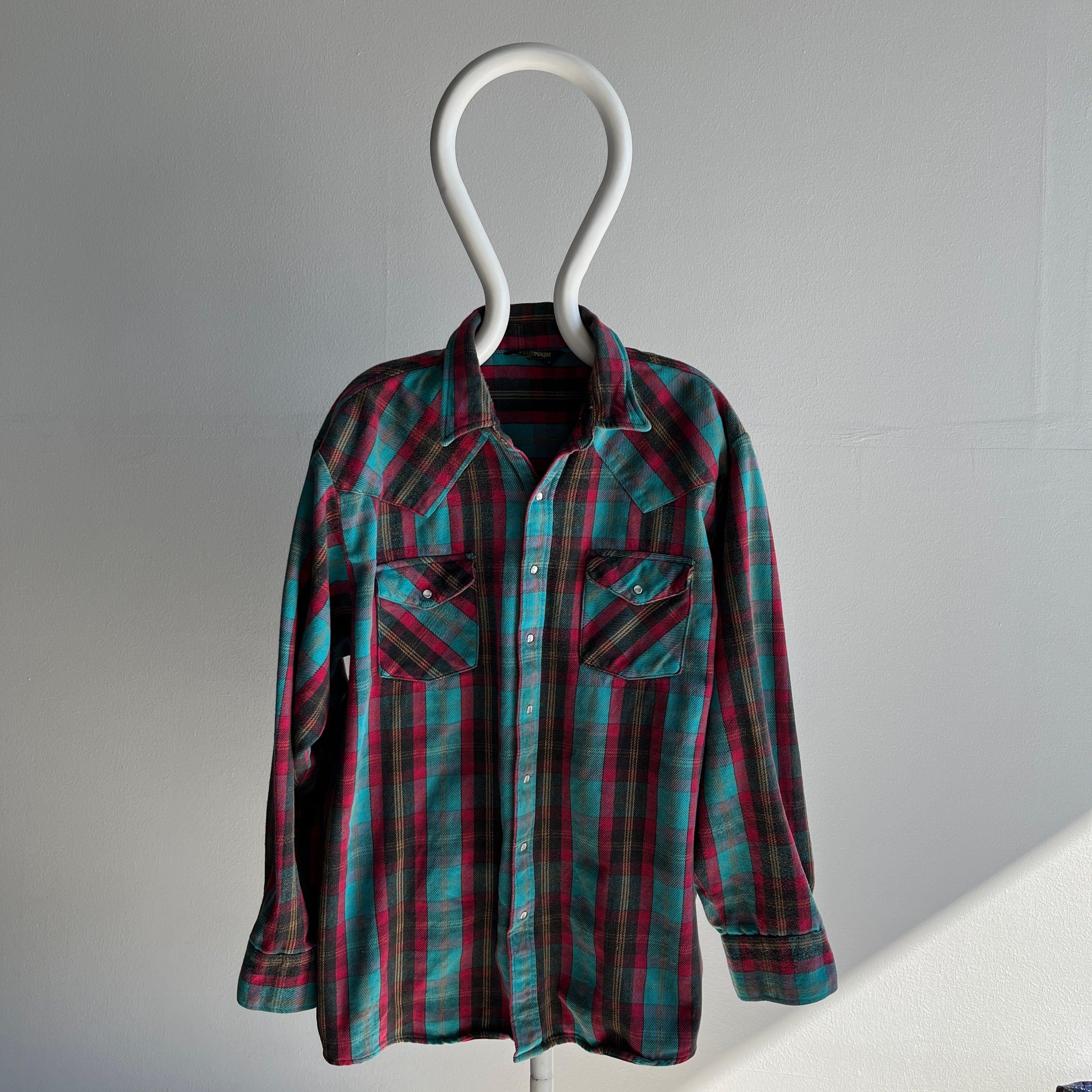 1990s Larger Relaxed Fit Osh Kosh Cotton Cowboy Flannel Jacket (?)