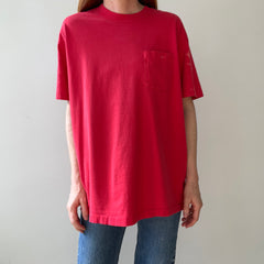 1980s Blank Faded Red Pocket T Shirt