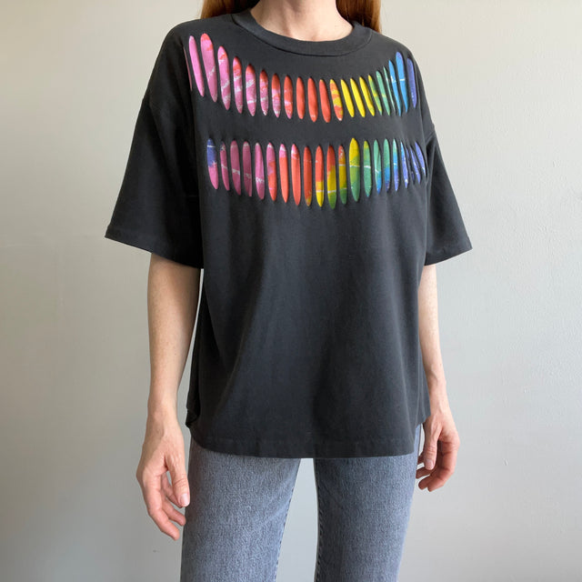 1980s Boxy Slashed Colorful T-Shirt